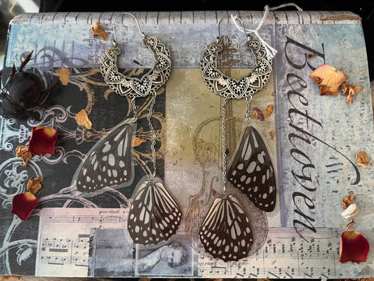 Mandala Butterfly wing earrings ethereal