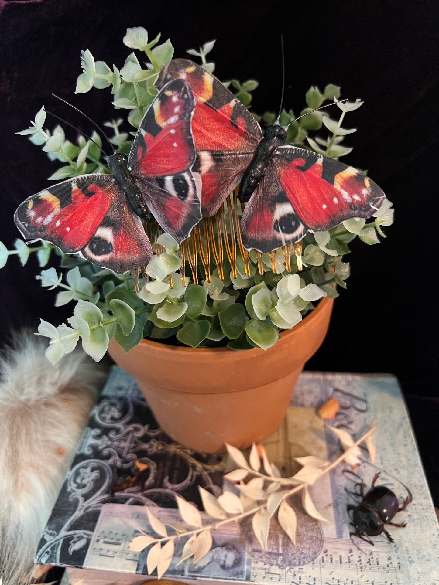 The “Garden Fairy” Hair Pin - Peacock Butterfly